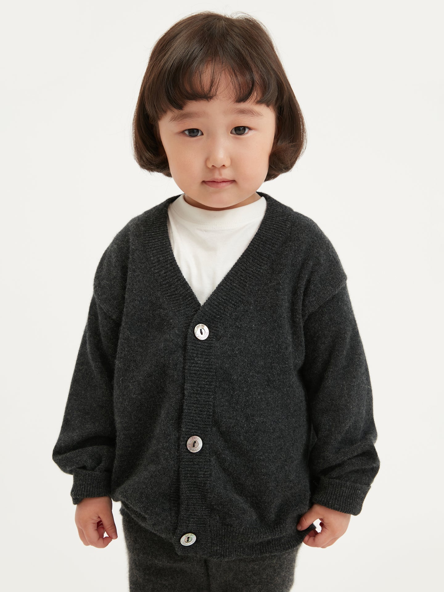 Cardigan col en V en cachemire Gris - Gobi Cashmere