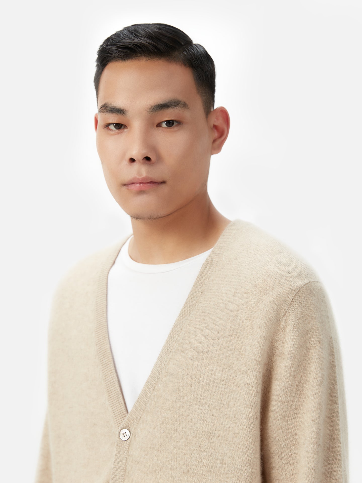 Cardigan a col V en Cachemire pour hommes Taupe - Gobi Cashmere