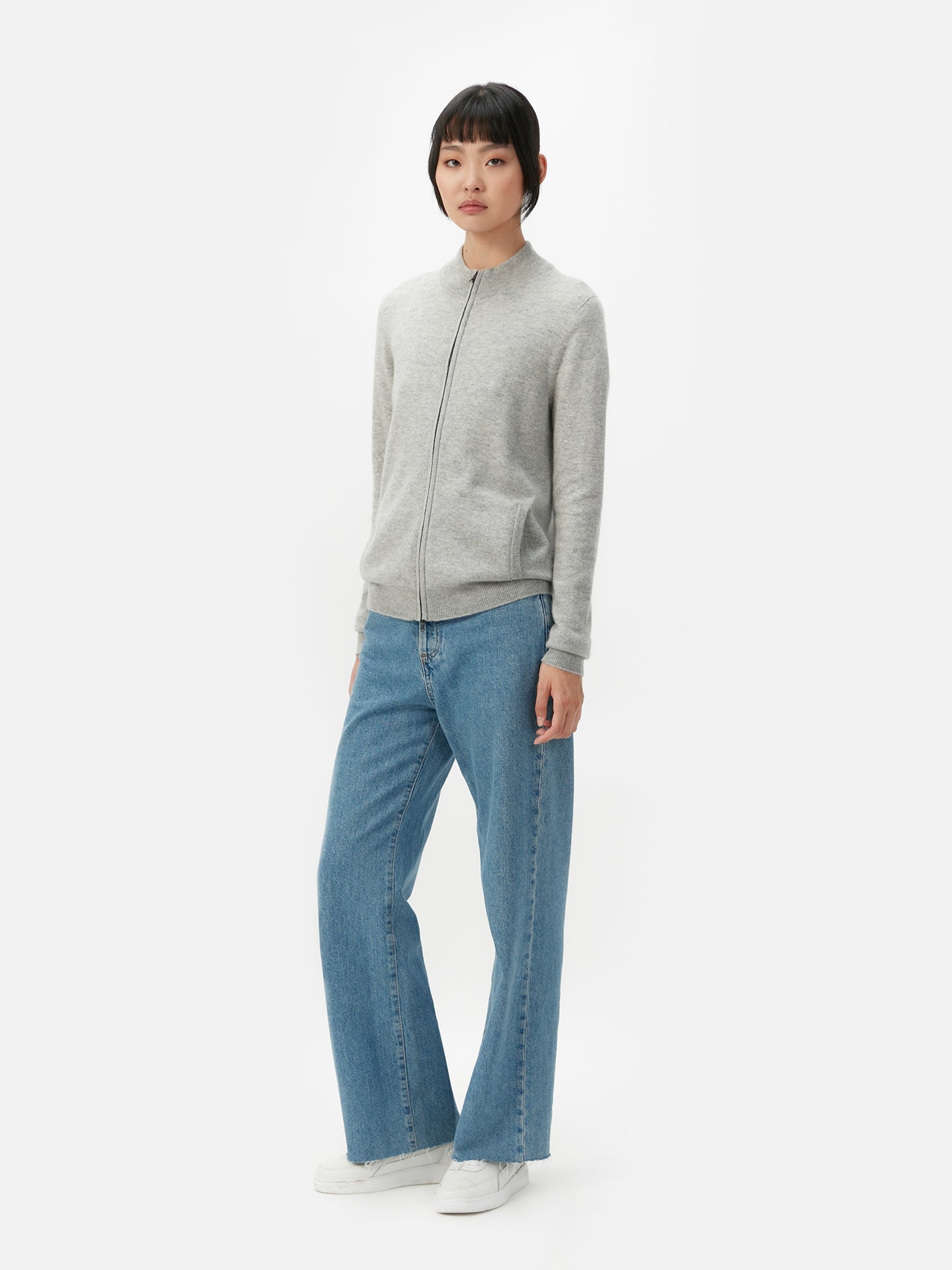 Cardigan zippé  en Cachemire pour femmes Gris - Gobi Cashmere