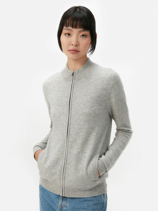 Cardigan zippé  en Cachemire pour femmes Gris - Gobi Cashmere