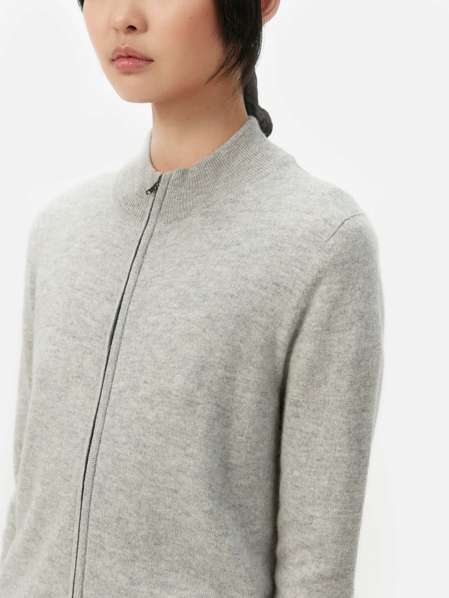 Cardigan zippé  en Cachemire pour femmes Gris - Gobi Cashmere