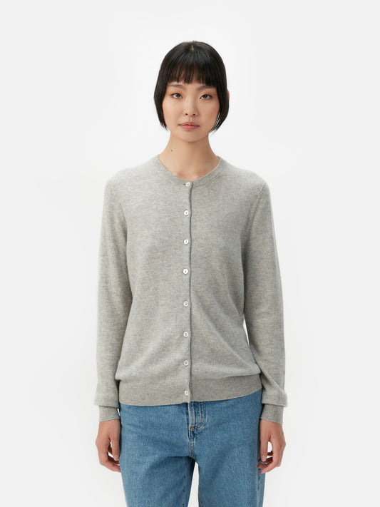 Cardigan col rond en Cachemire pour femmes Gris - Gobi Cashmere