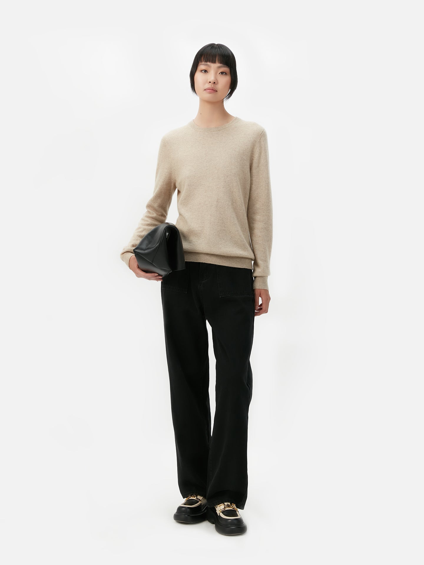 Pull coll rond en Cachemire pour  femme , couleur Taupe - Gobi Cashmere