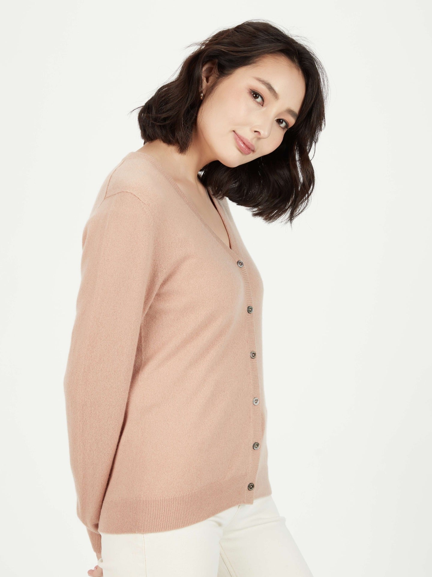 Cardigan col en V en Cachemire pour femmes Marron - Gobi Cashmere