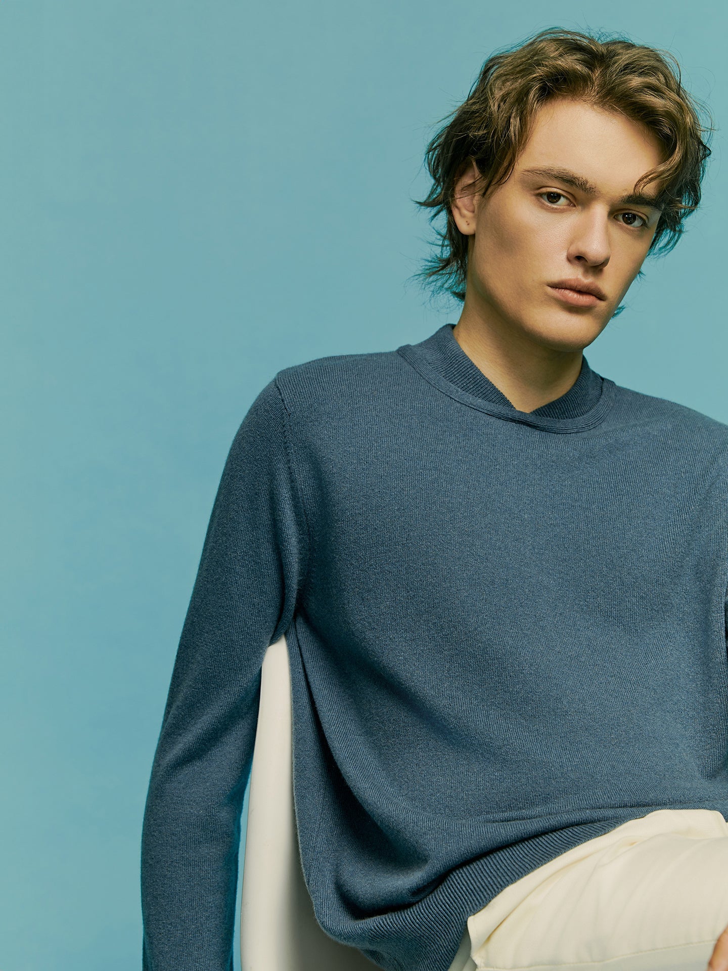 Pull double en cachemire de haute avec encolure | GOBI 