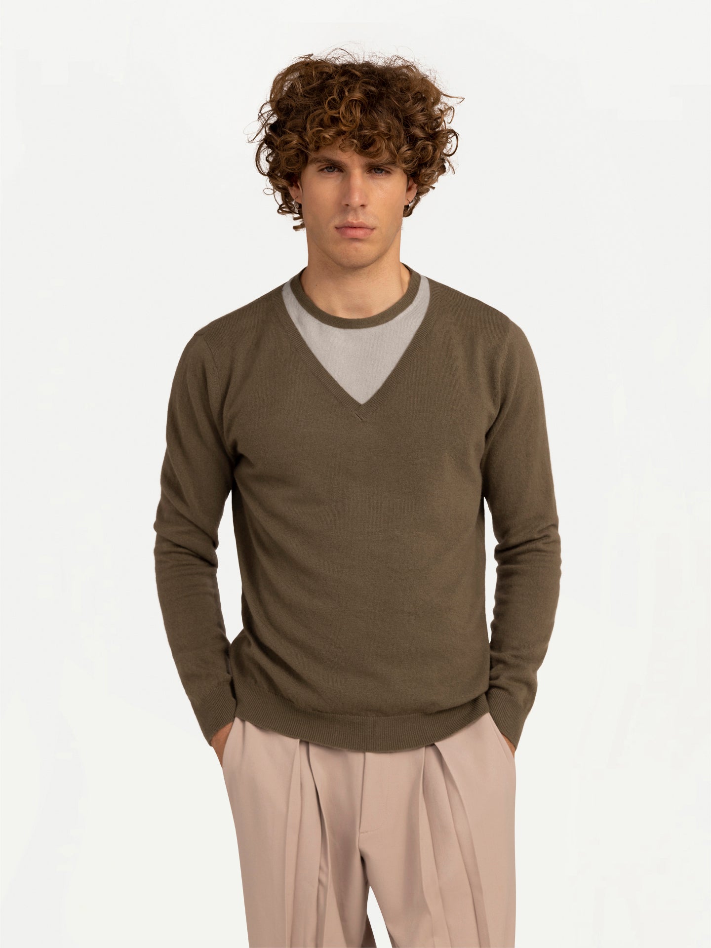 Pull pour hommes en cachemire Vert - Gobi Cashmere
