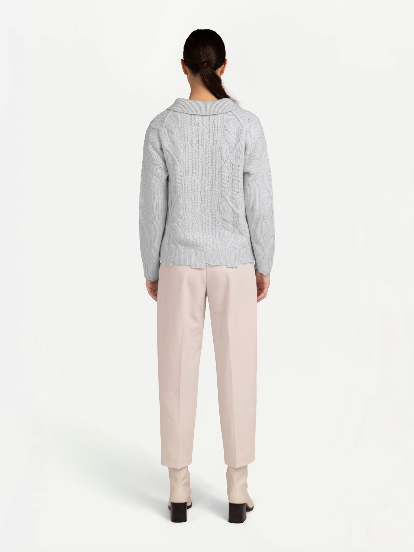 Polo à points mixtes en cachemire taupe - Gobi Cashmere