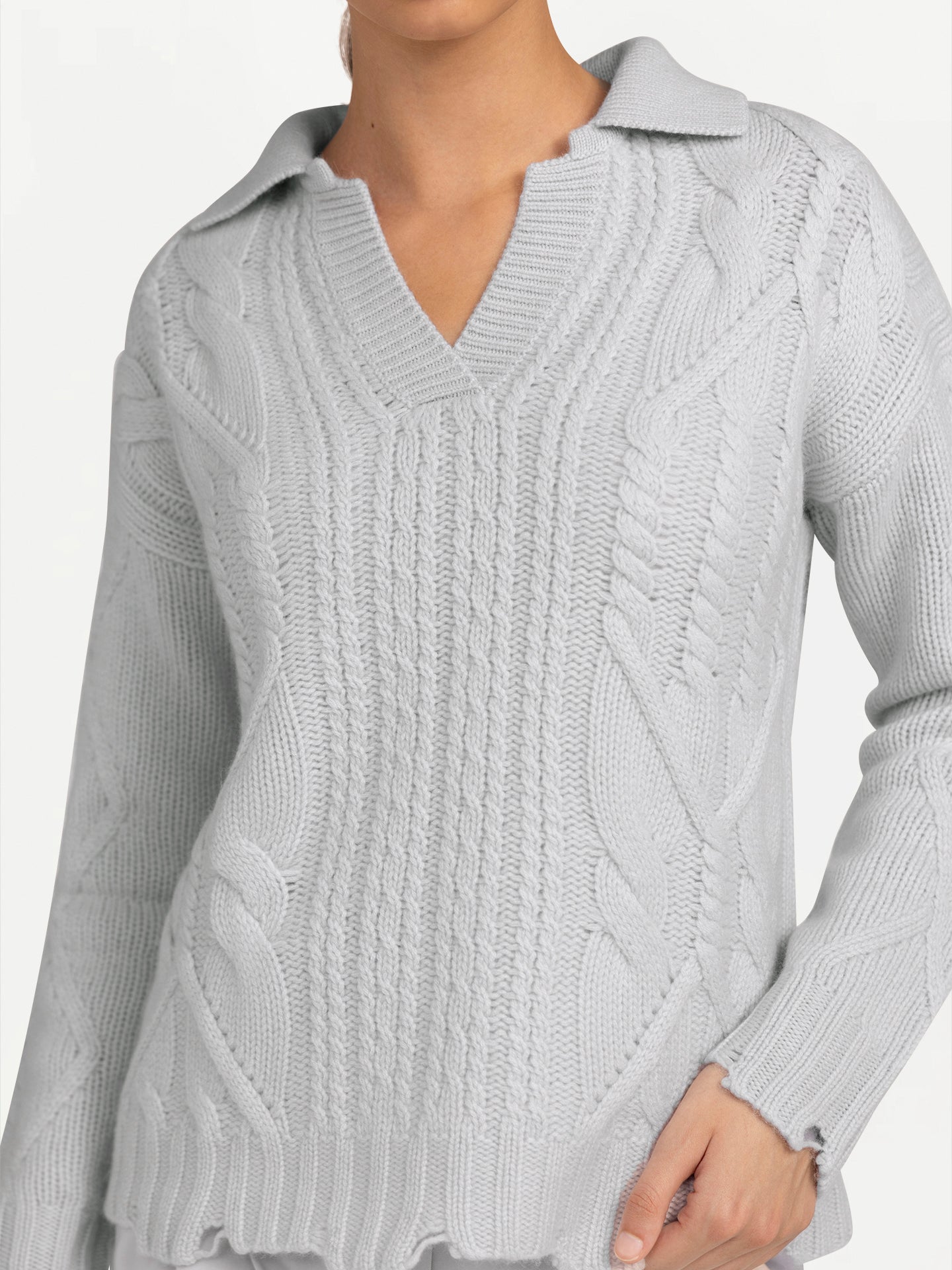 Polo à points mixtes en cachemire taupe - Gobi Cashmere