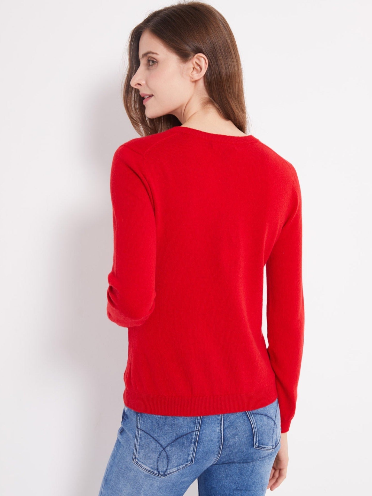 Cardigan col en V en Cachemire pour femmes Rouge - Gobi Cashmere