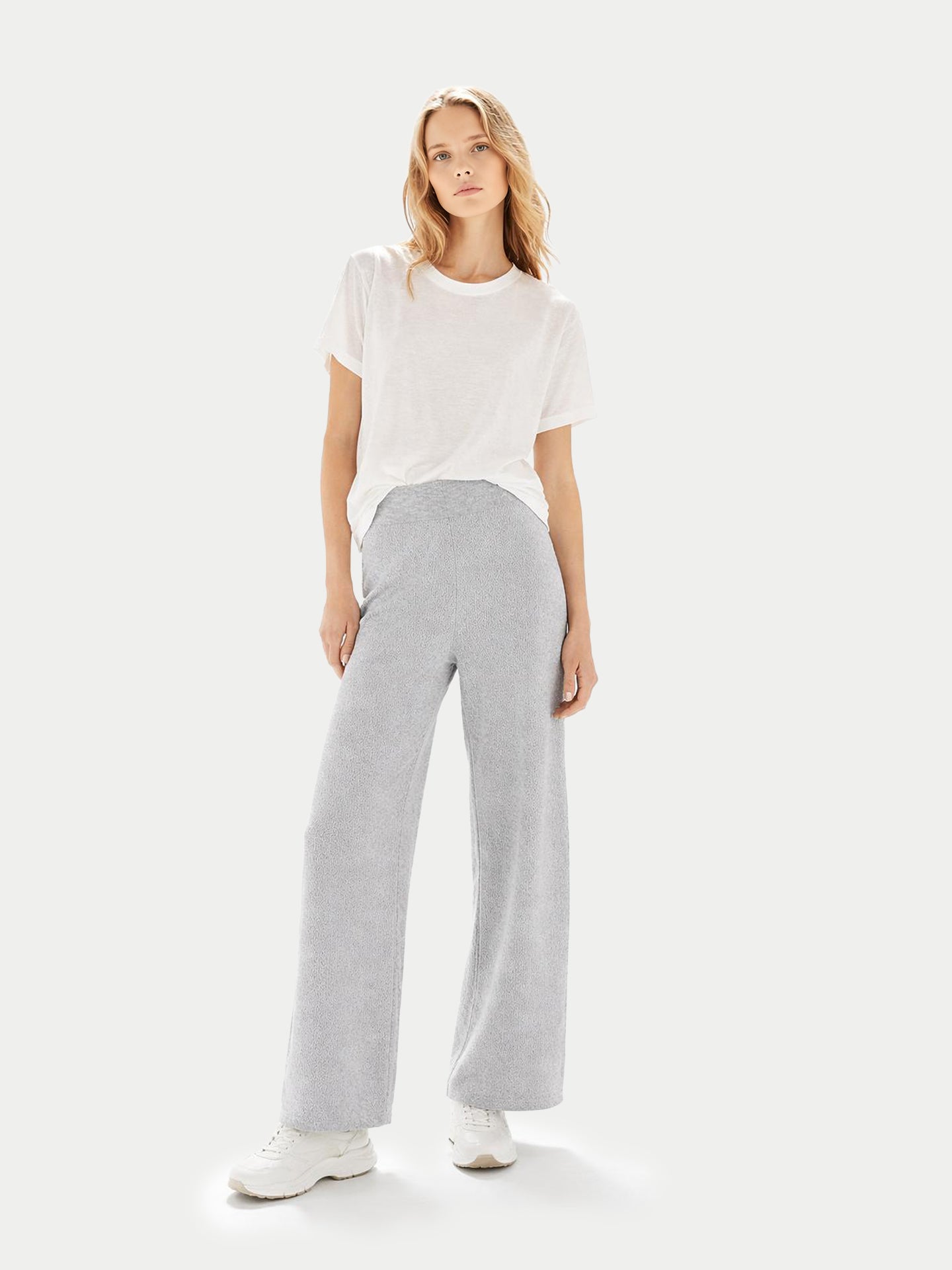 Pantalon en Cachemire Ajour à Jambes Larges