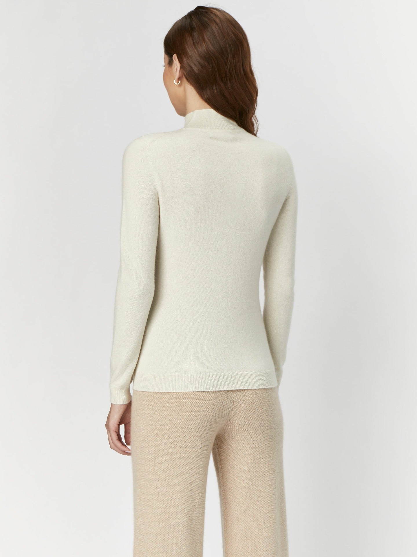 Pull col haut en Cachemire pour femmes Blanc - Gobi Cashmere