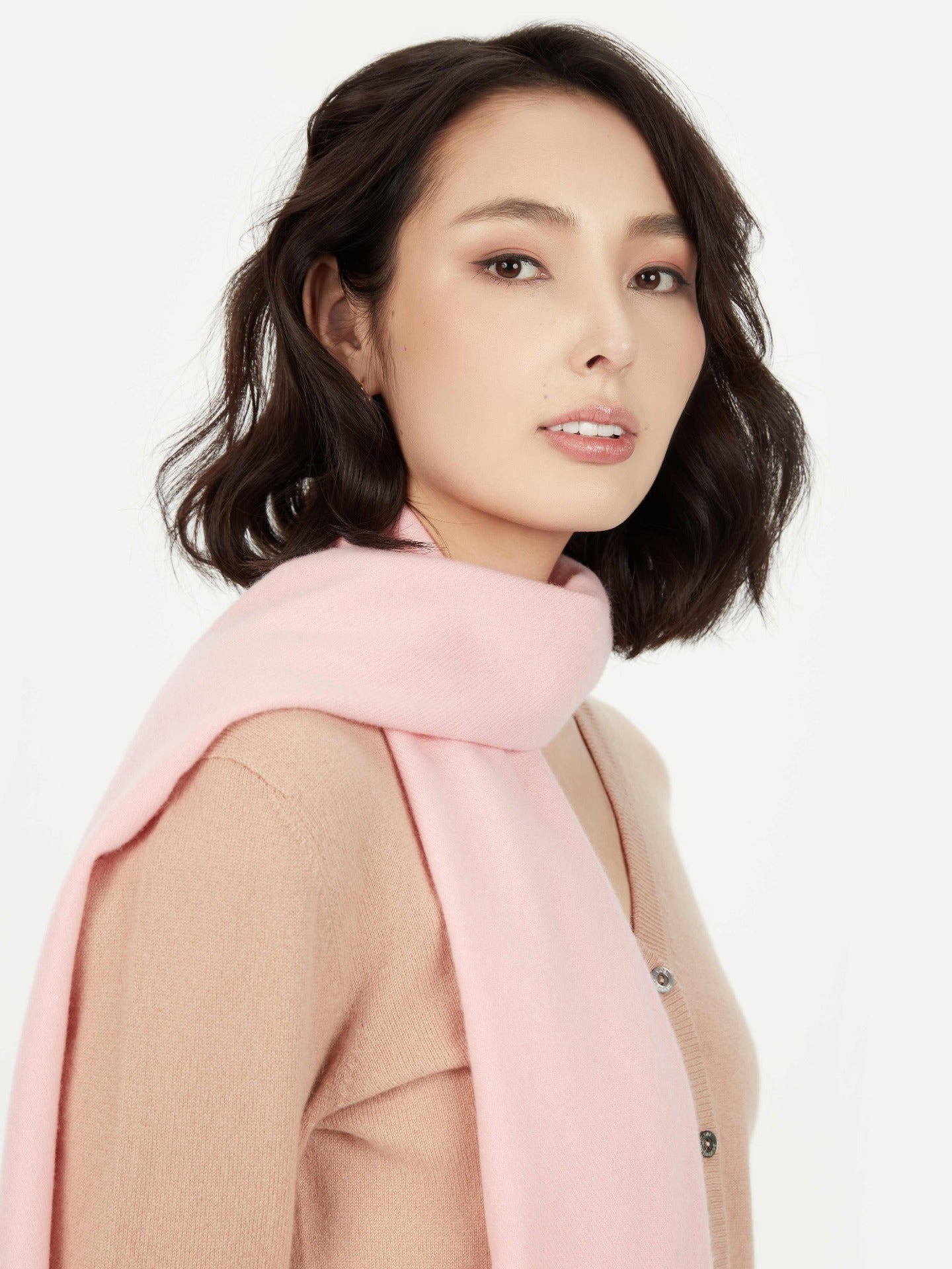 Écharpe avec franges en Cachemire pour unisex Rose - Gobi Cashmere