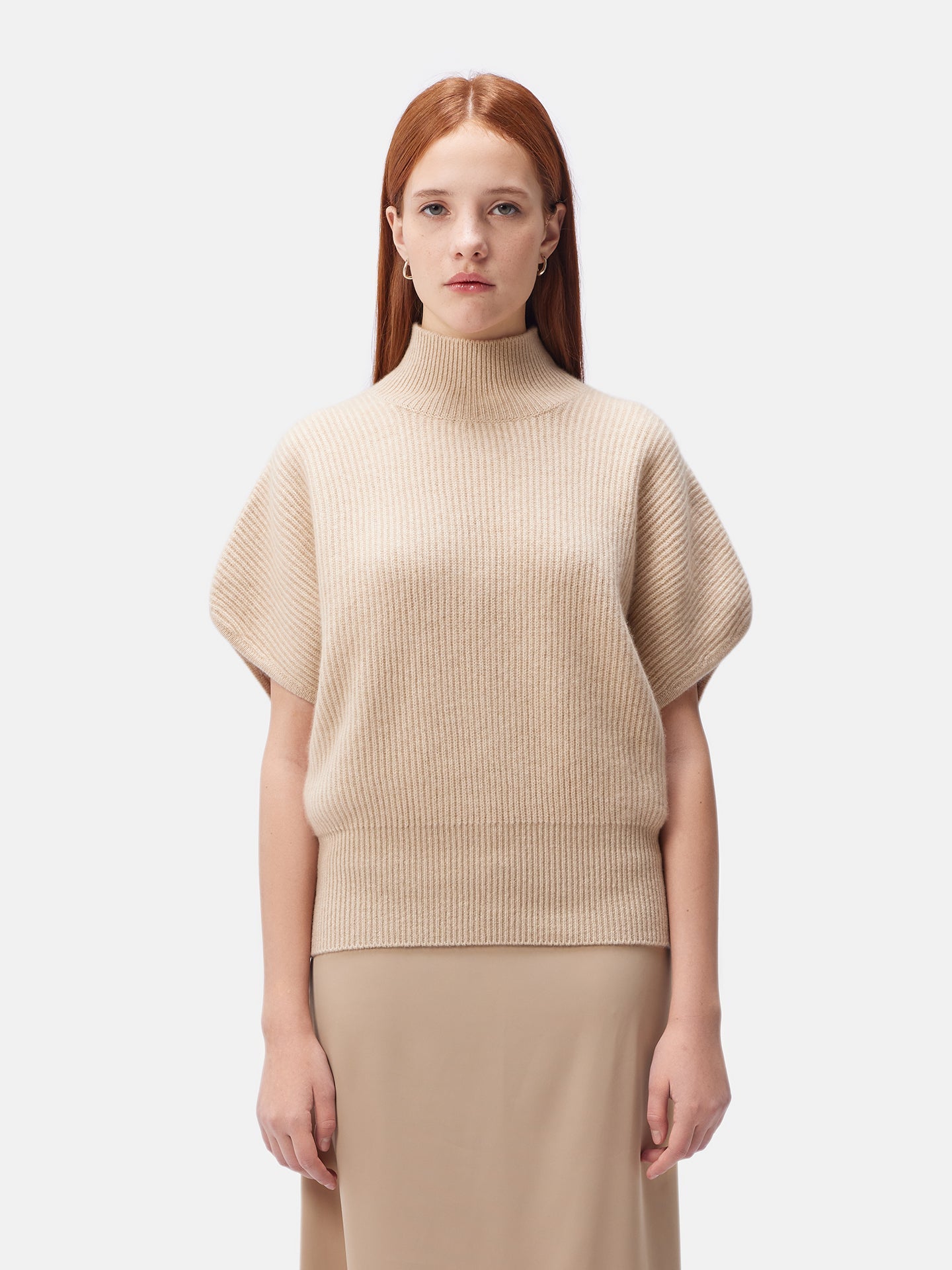 Responsible Cashmere-Col roulé à manches courte en cachemire