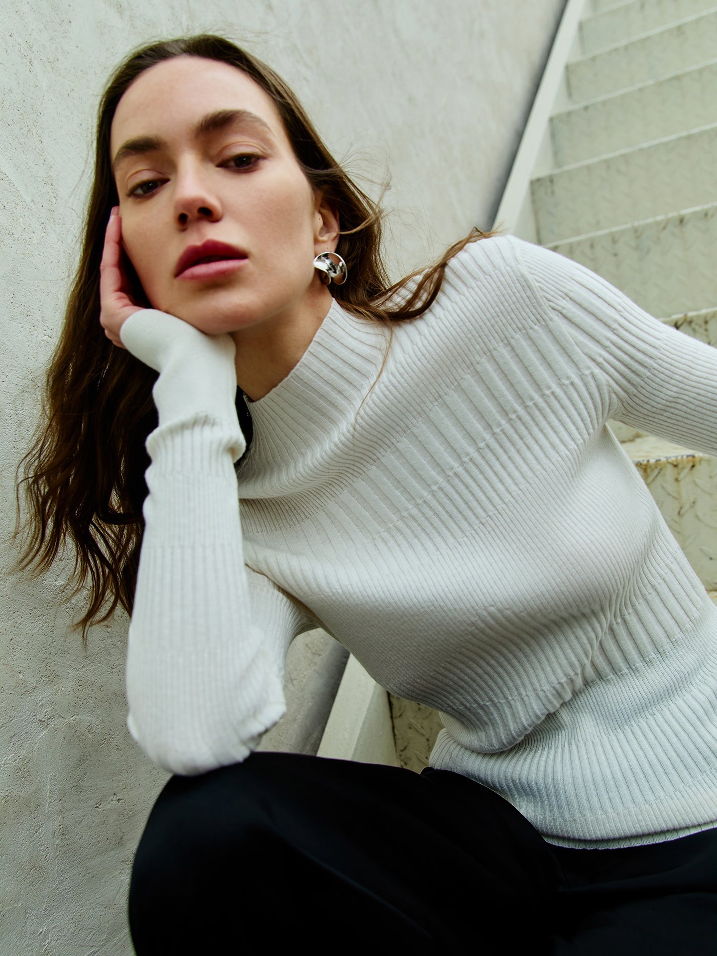 Top côtelé texturé élégant en cachemire | GOBI Cashmere