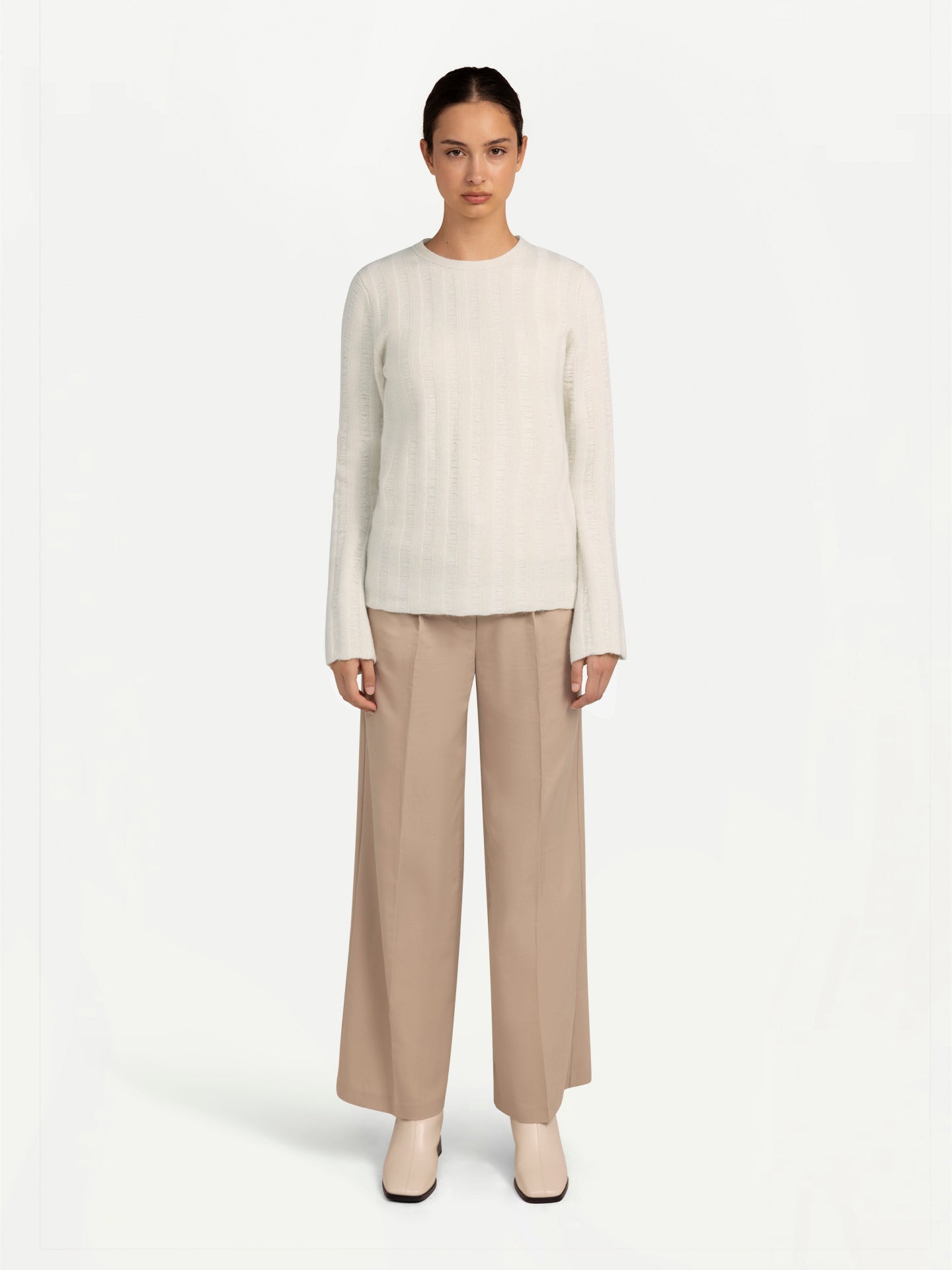 Pull en cachemire rayé du créateur Cashmere Blanc - Gobi Cashmere