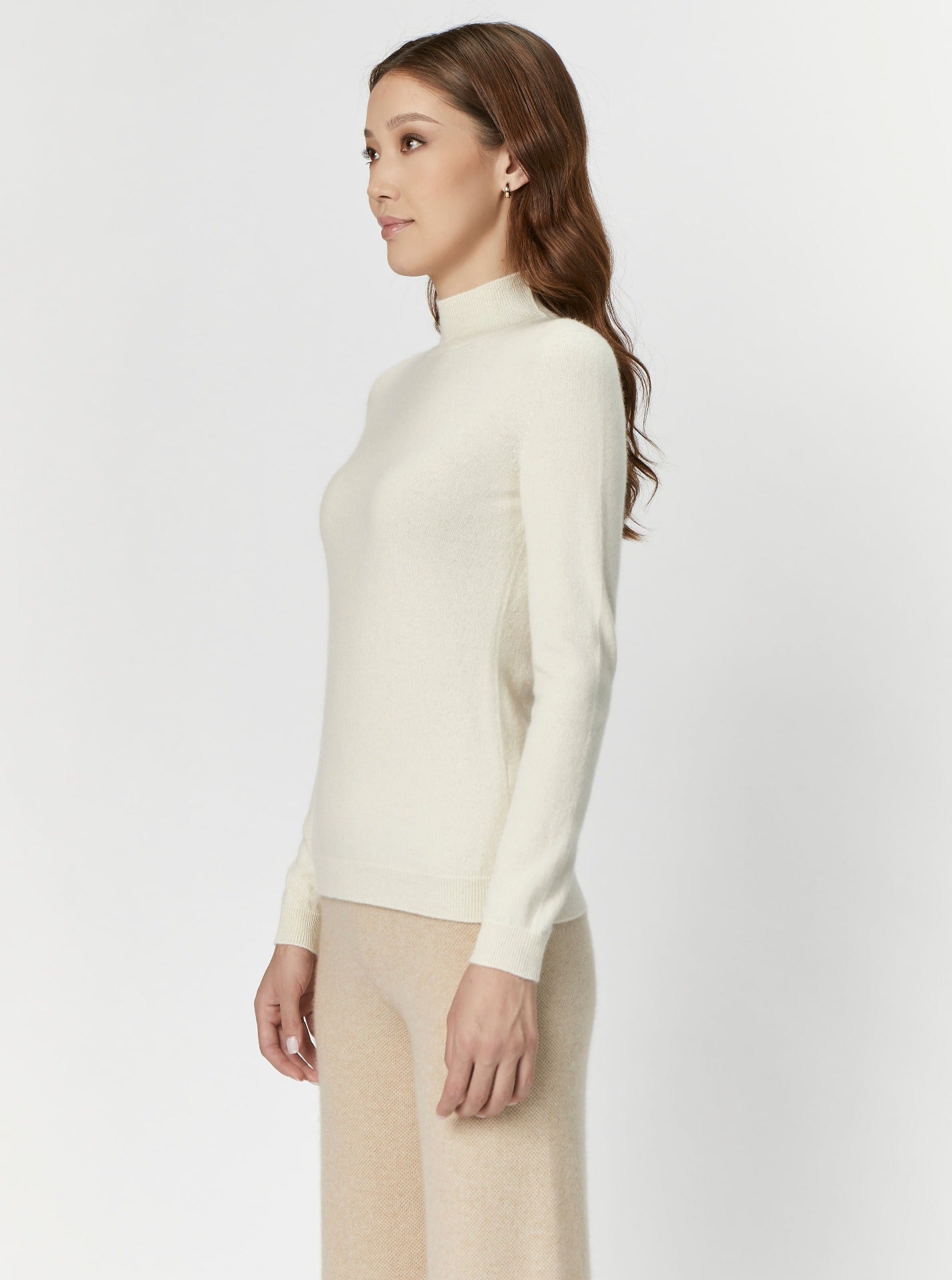 Pull col haut en Cachemire pour femmes Blanc - Gobi Cashmere