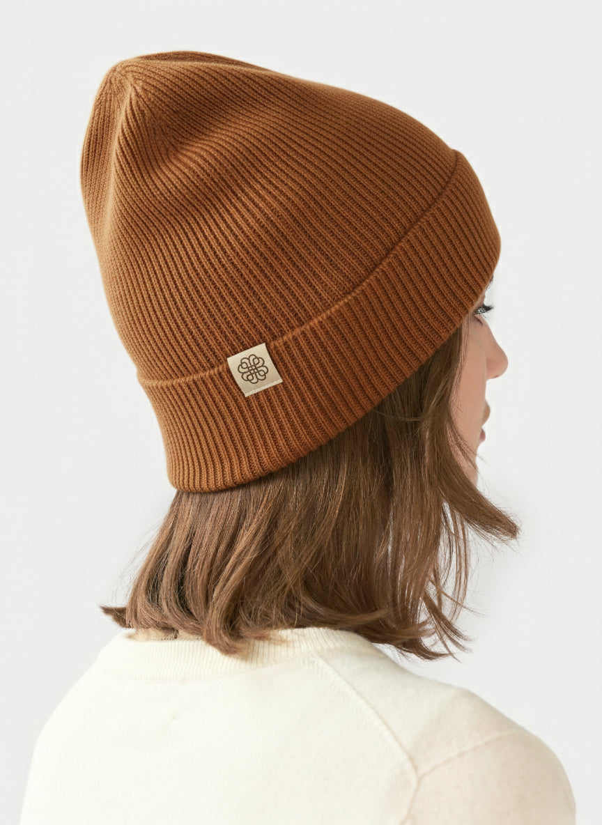 Bonnet en tricot côtelé en cachemire