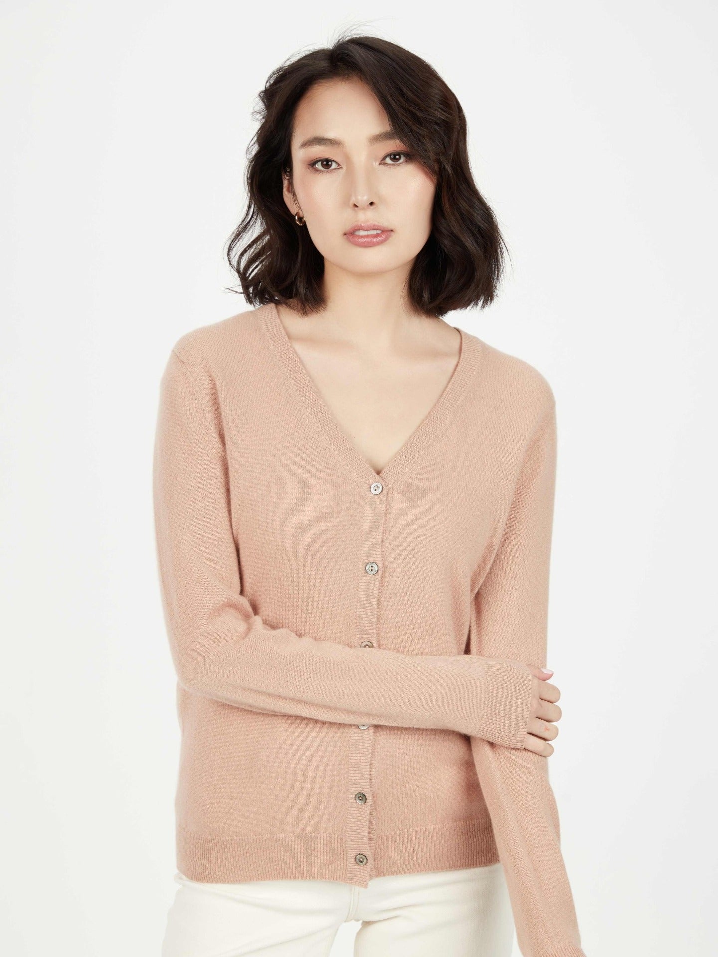 Cardigan col en V en Cachemire pour femmes Marron - Gobi Cashmere
