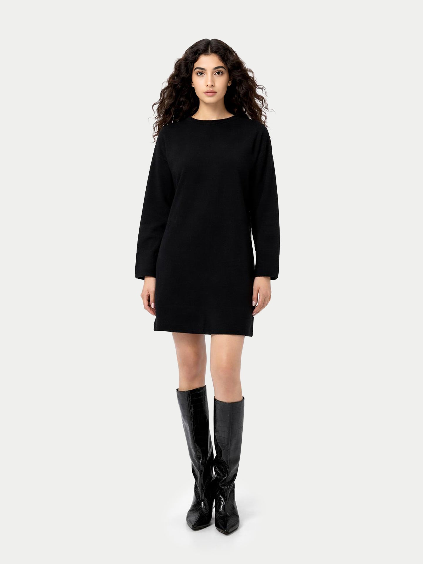 Robe en Cachemire Sans Coutures à Col Rond