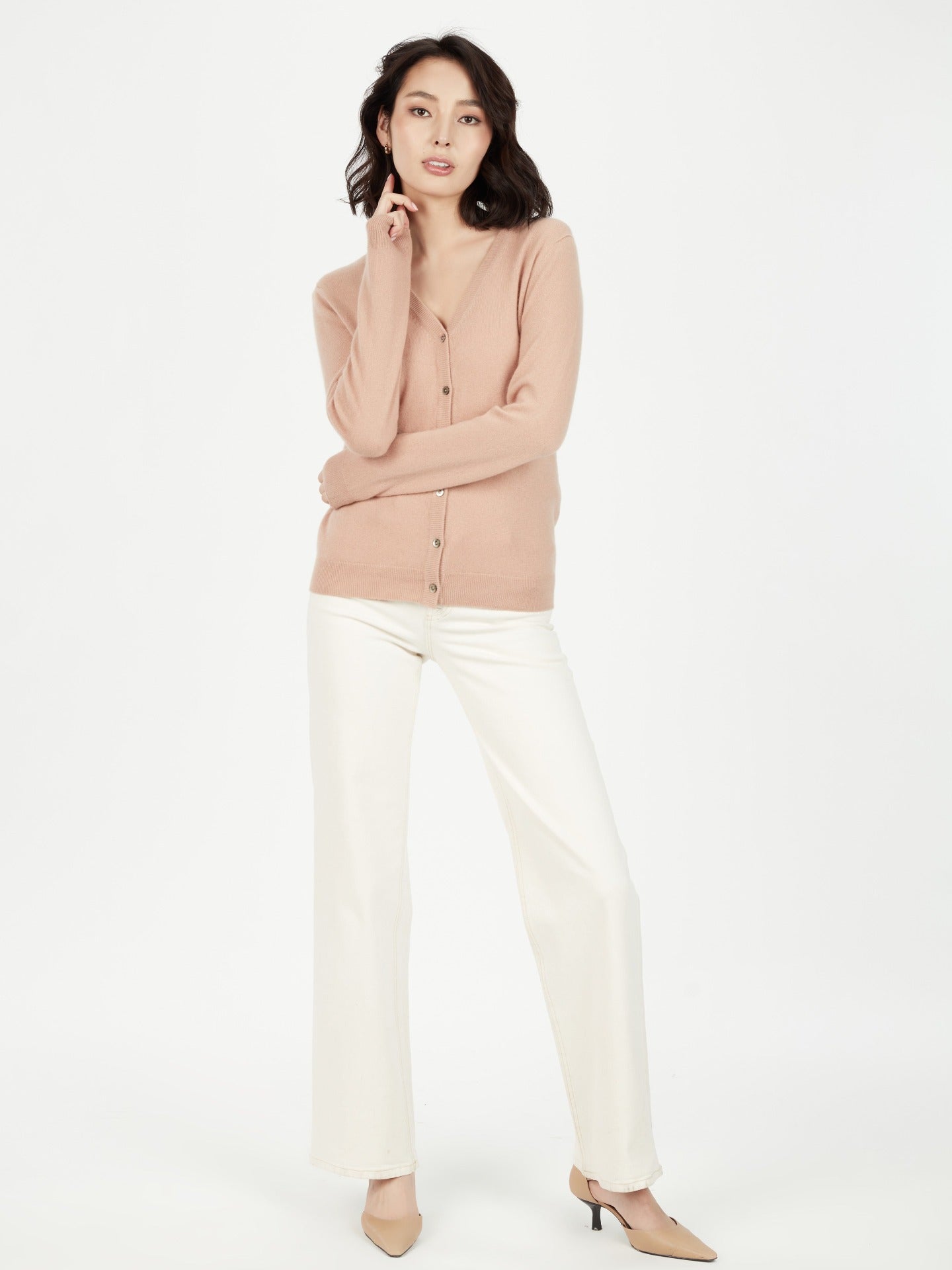 Cardigan col en V en Cachemire pour femmes Marron - Gobi Cashmere
