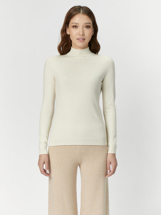 Pull col haut en Cachemire pour femmes Blanc - Gobi Cashmere