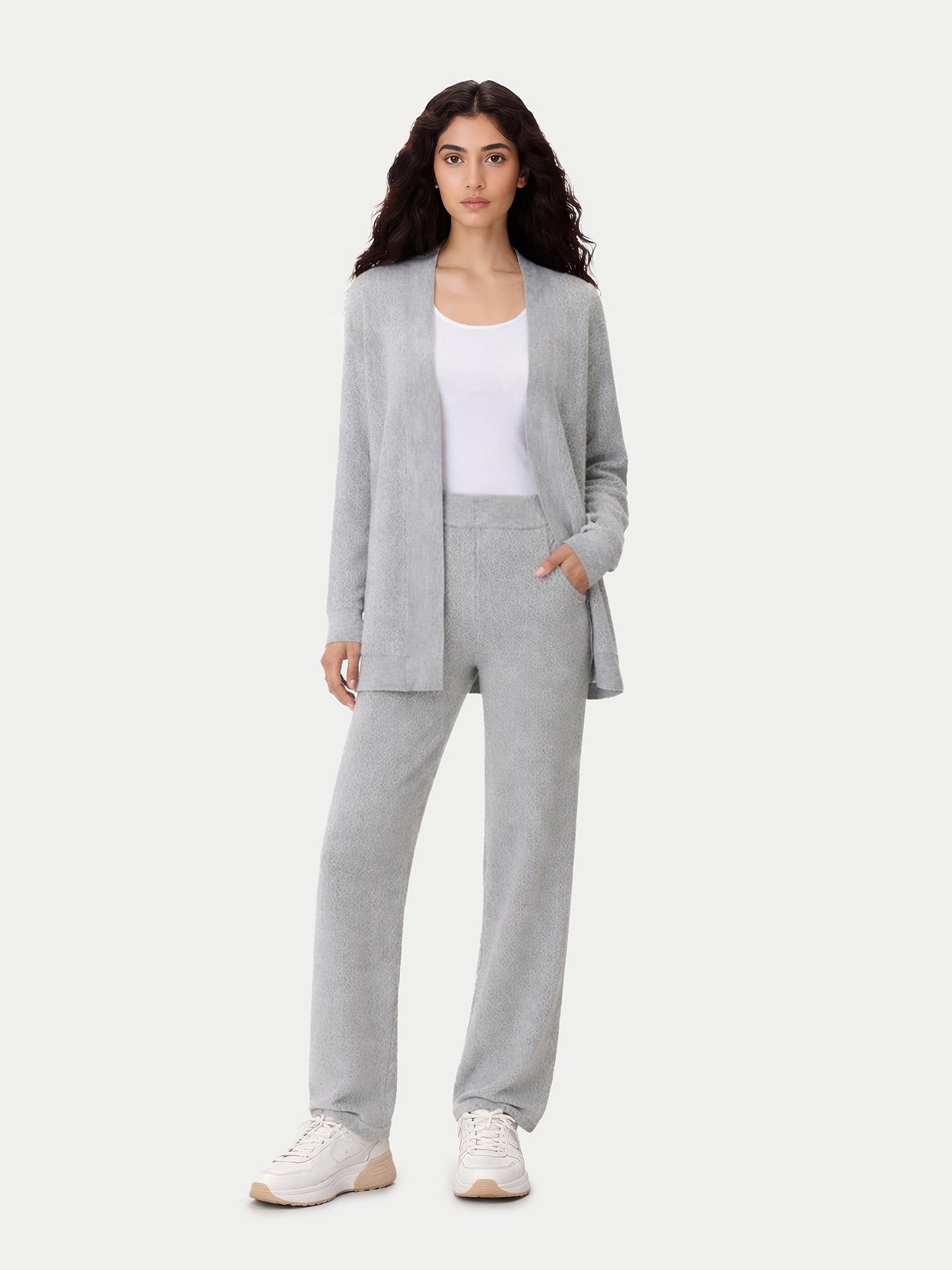 Cardigan en Cachemire Àjour à Ouverture Frontale