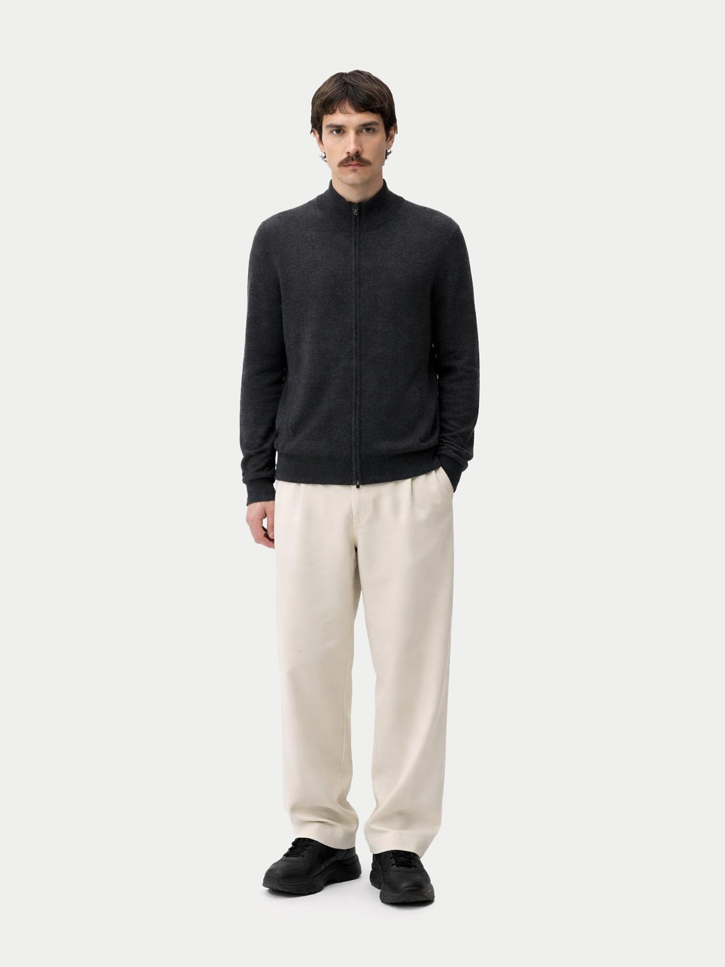 Cardigan zippé en cachemire Essential pour hommes