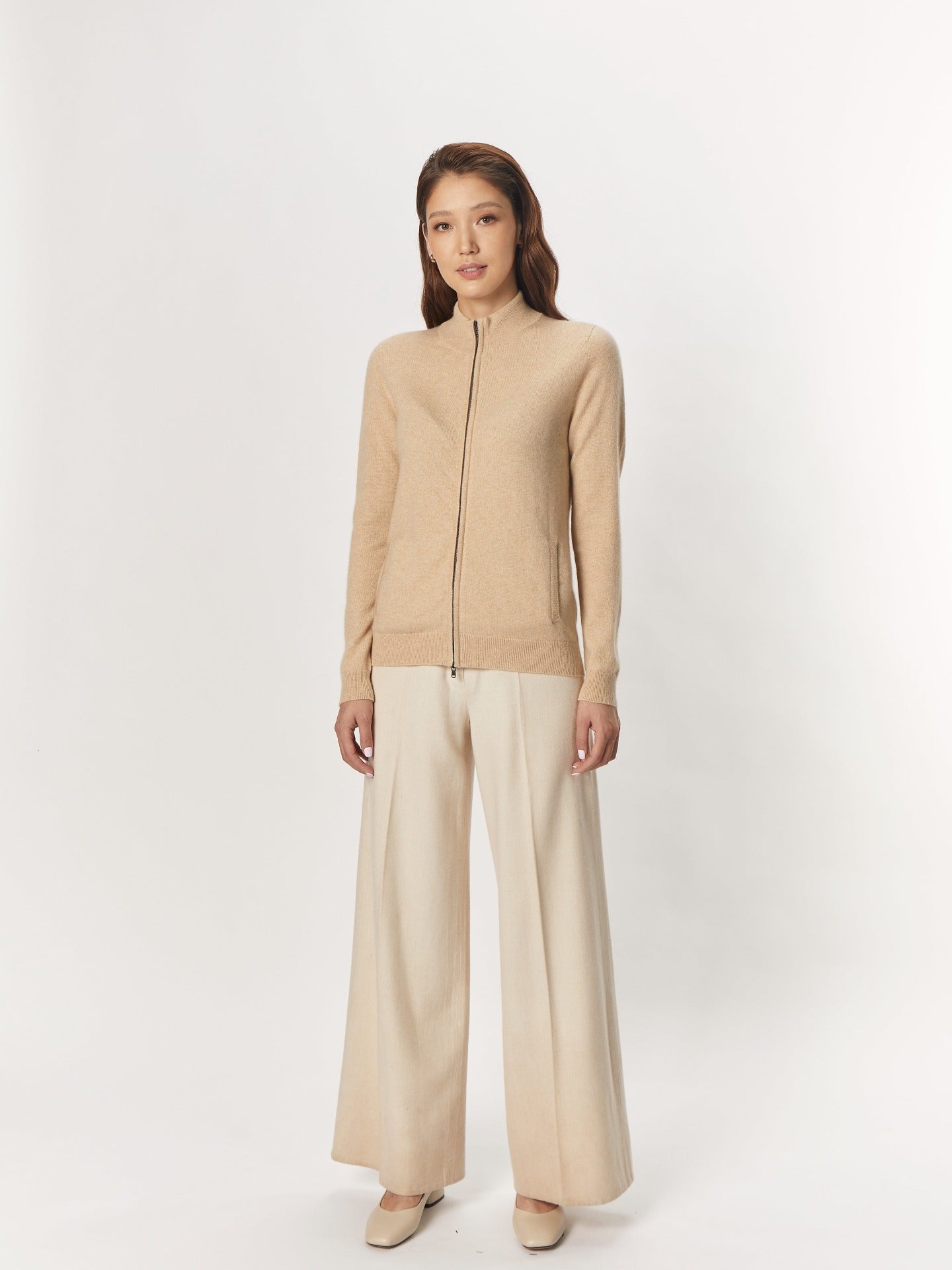 Cardigan zippé  en Cachemire pour femmes Taupe - Gobi Cashmere
