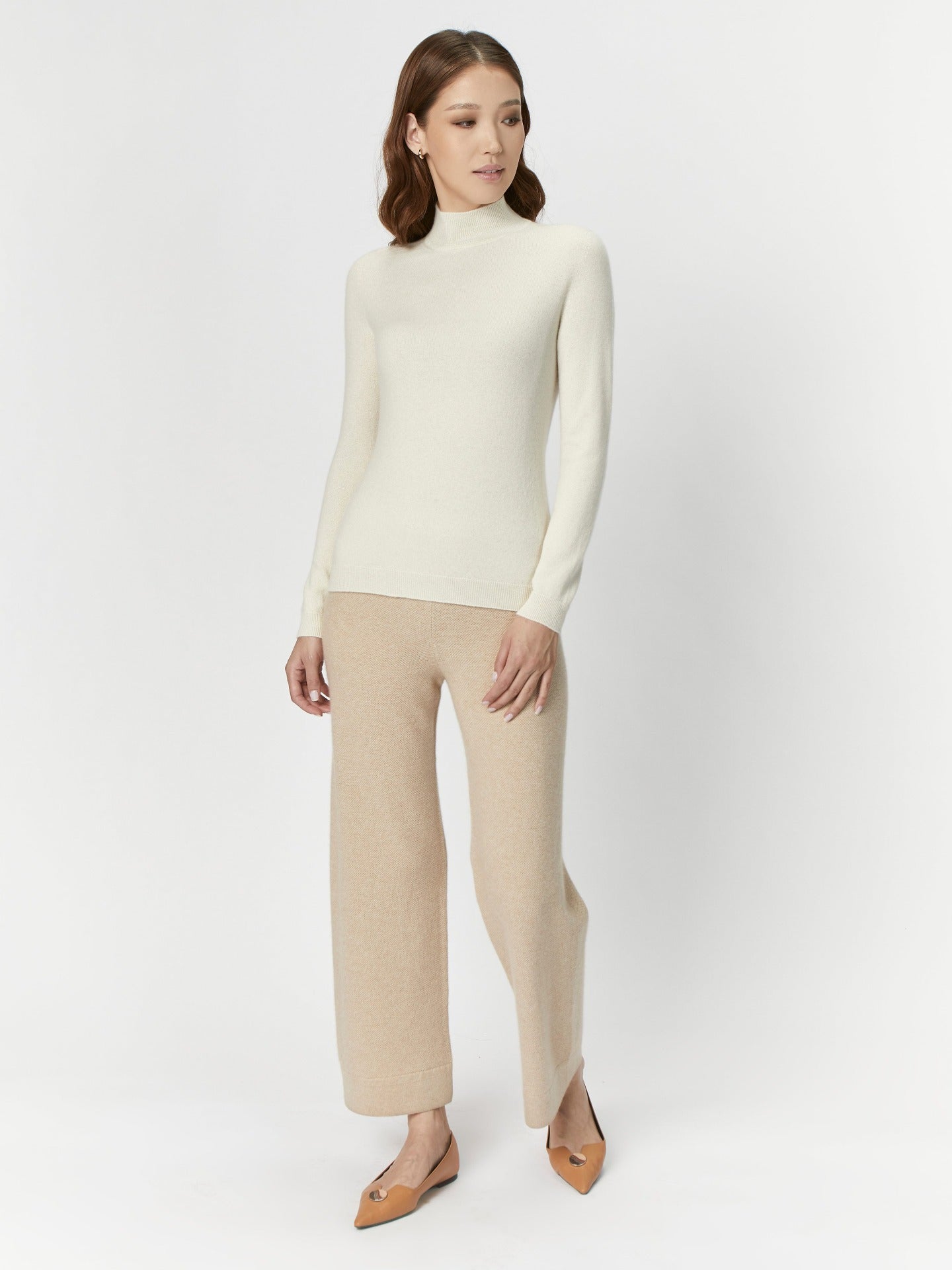 Pull col haut en Cachemire pour femmes Blanc - Gobi Cashmere