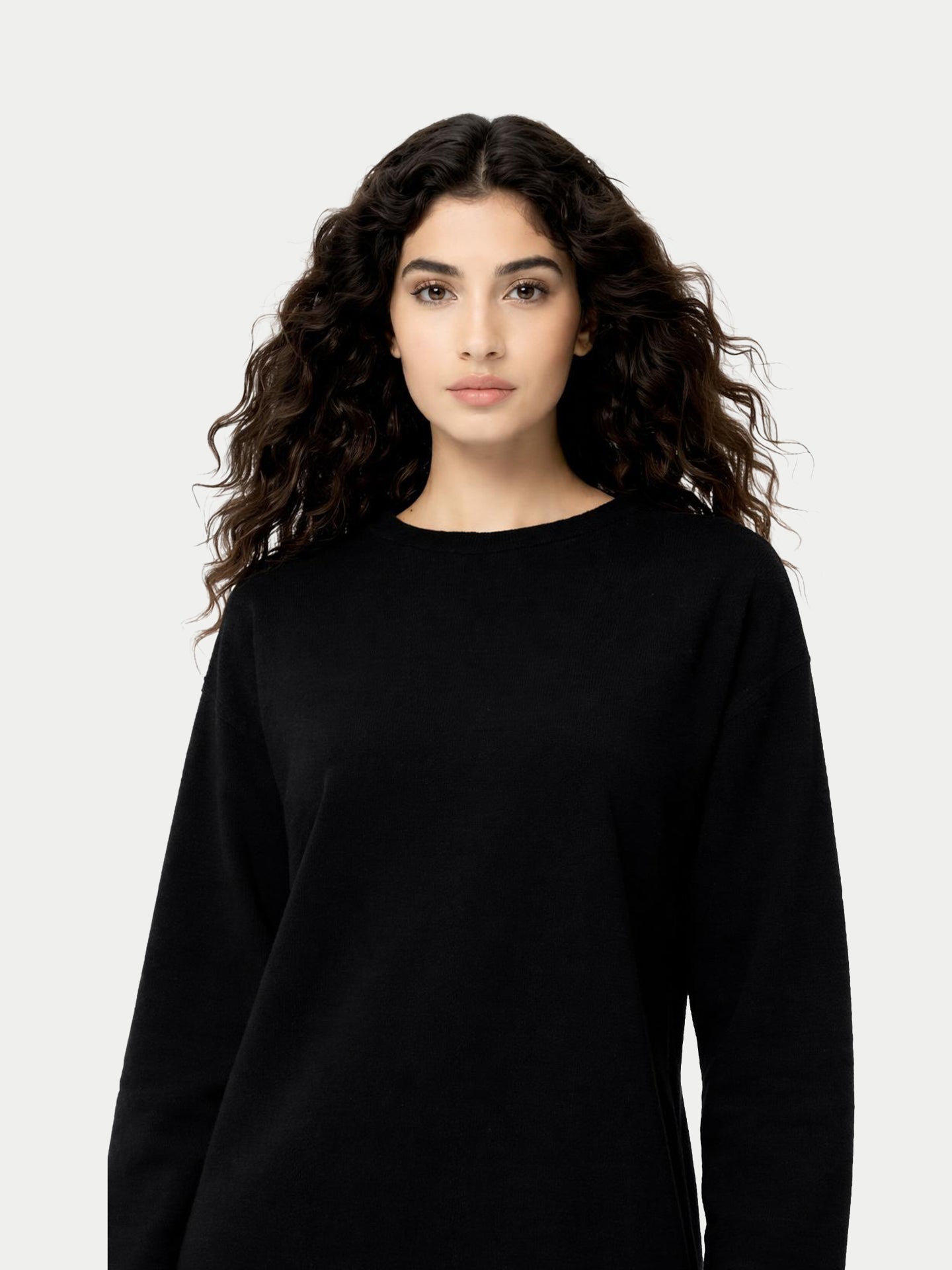 Robe en Cachemire Sans Coutures à Col Rond