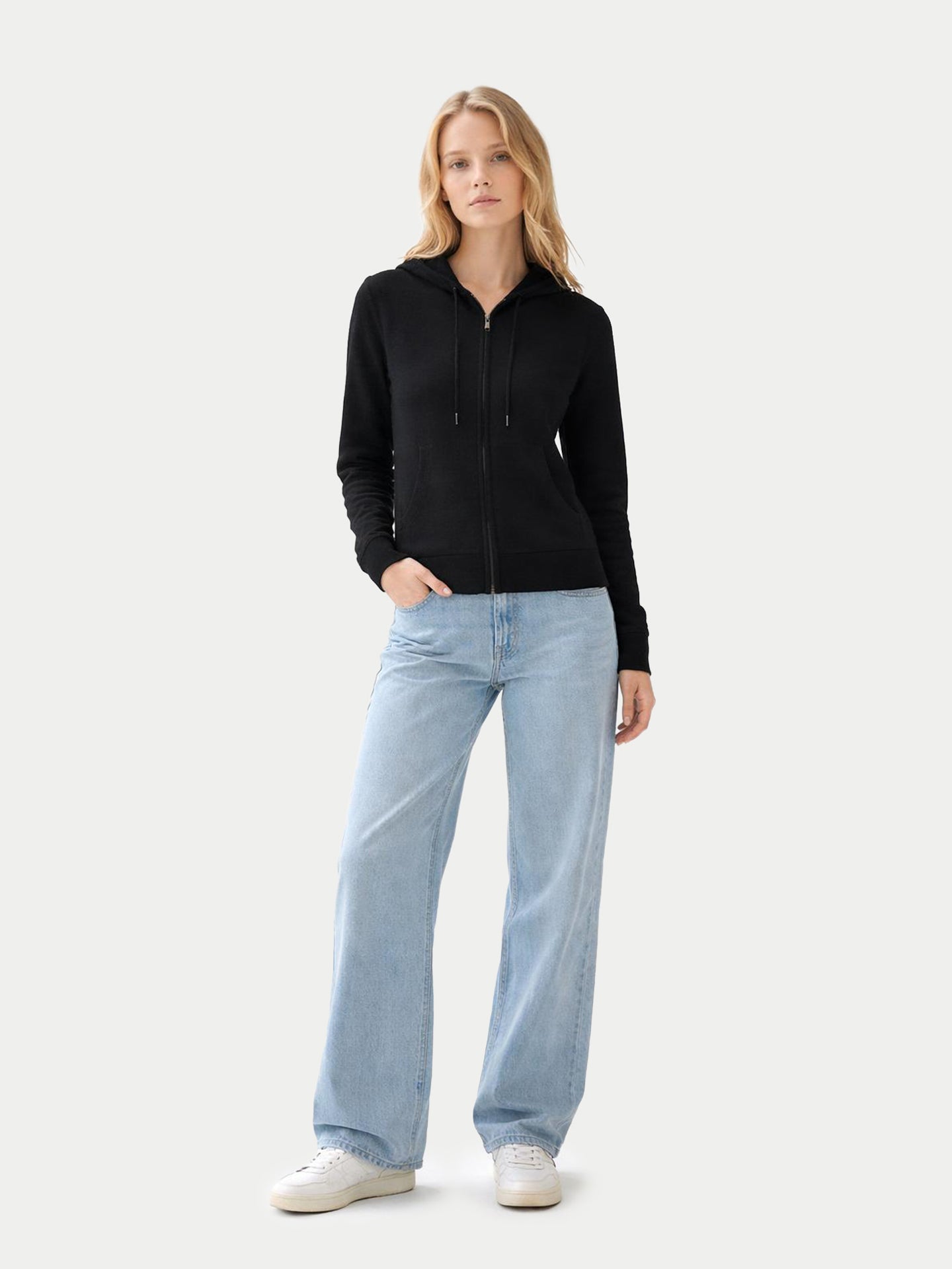 Sweat à capuche zippé femme avec poche Smiley