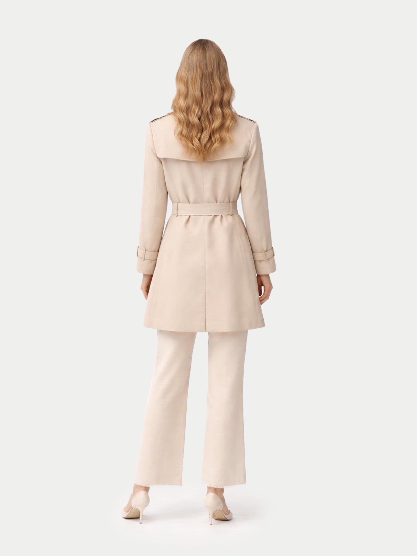 Trench-coat en cachemire à double boutonnage Couleur Organique