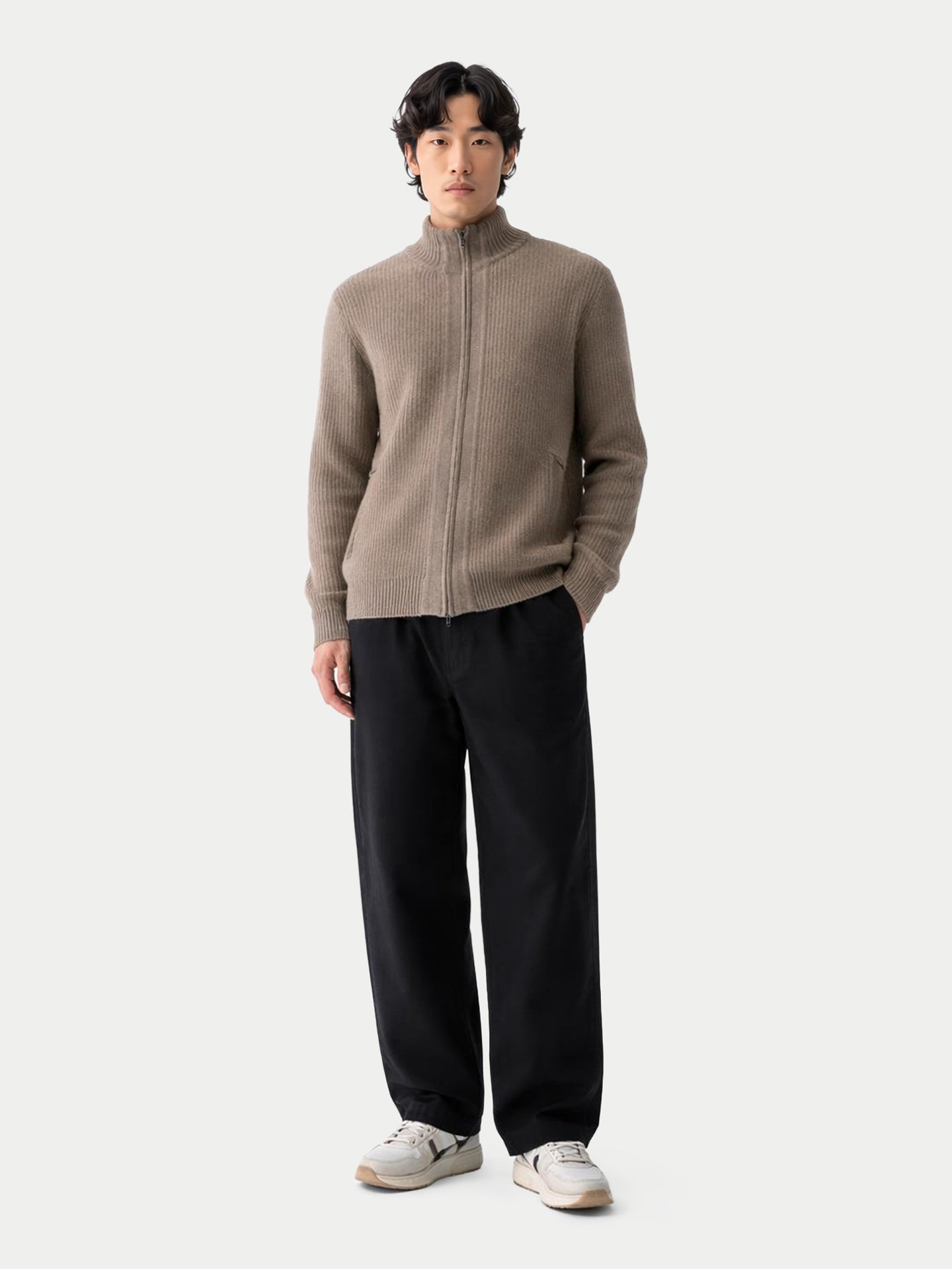 Cardigan en CachemCardigan ire Homme Bicolore avec Fermeture Full-Zip