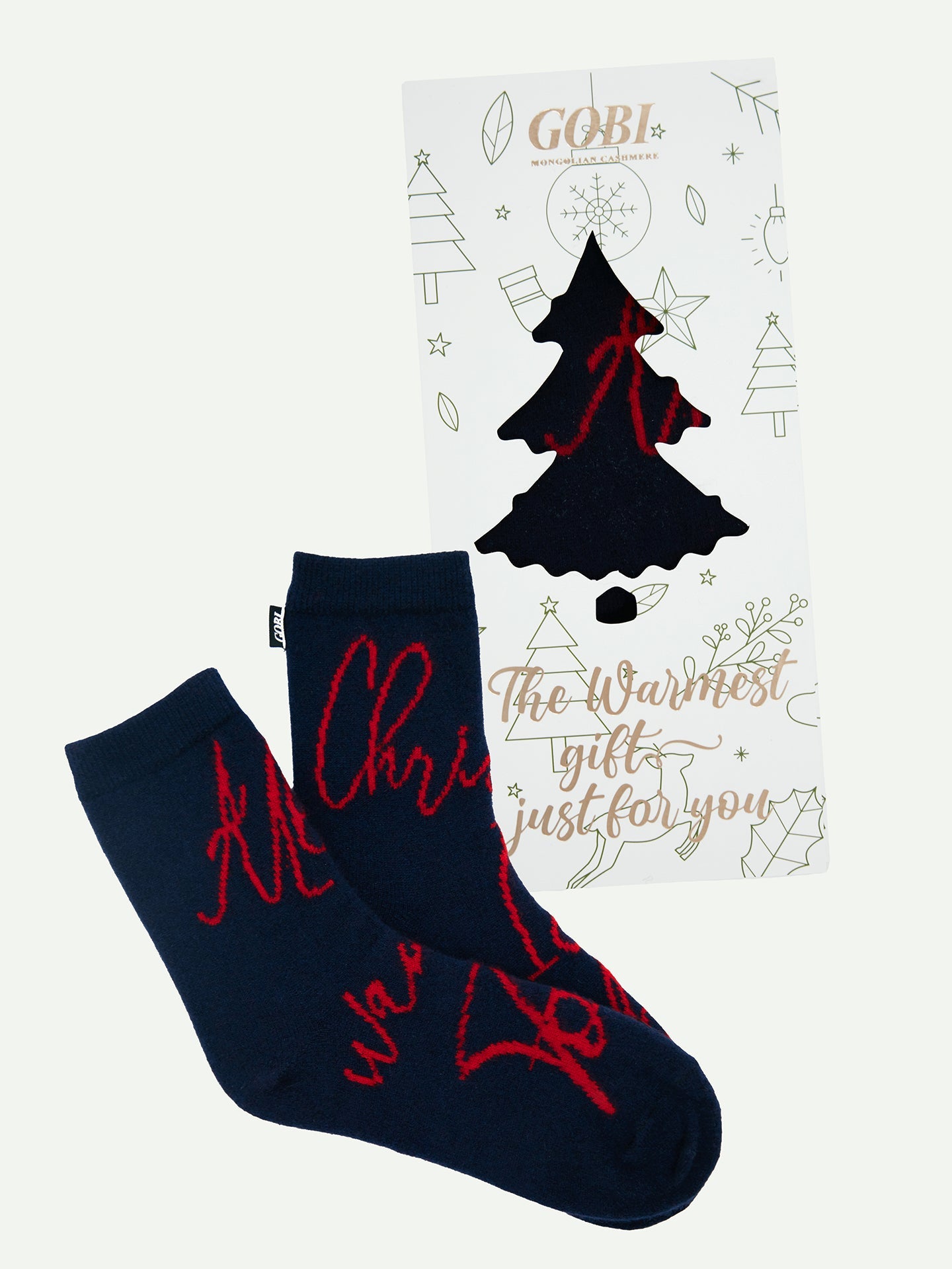 Unisex Christmas Cashmere Socks Navy - Gobi Cashmere
