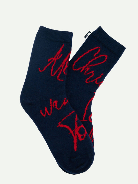 Unisex Christmas Cashmere Socks Navy - Gobi Cashmere