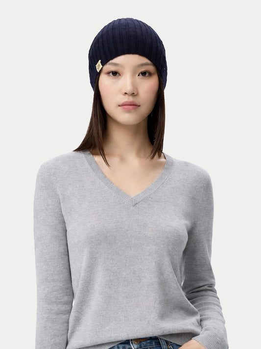 Bonnet en tricot côtelé en cachemire