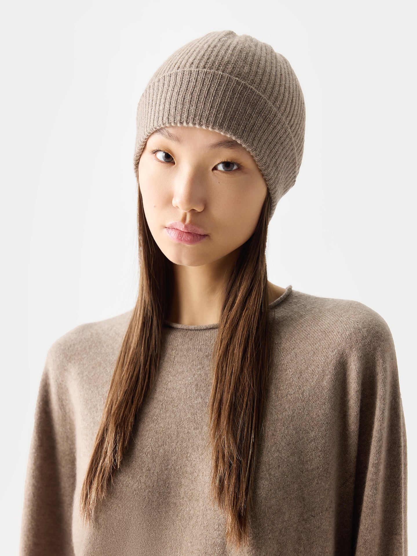 Chapeau Cachemire Côtes Couleur taupe Organique | GOBI Cashmere