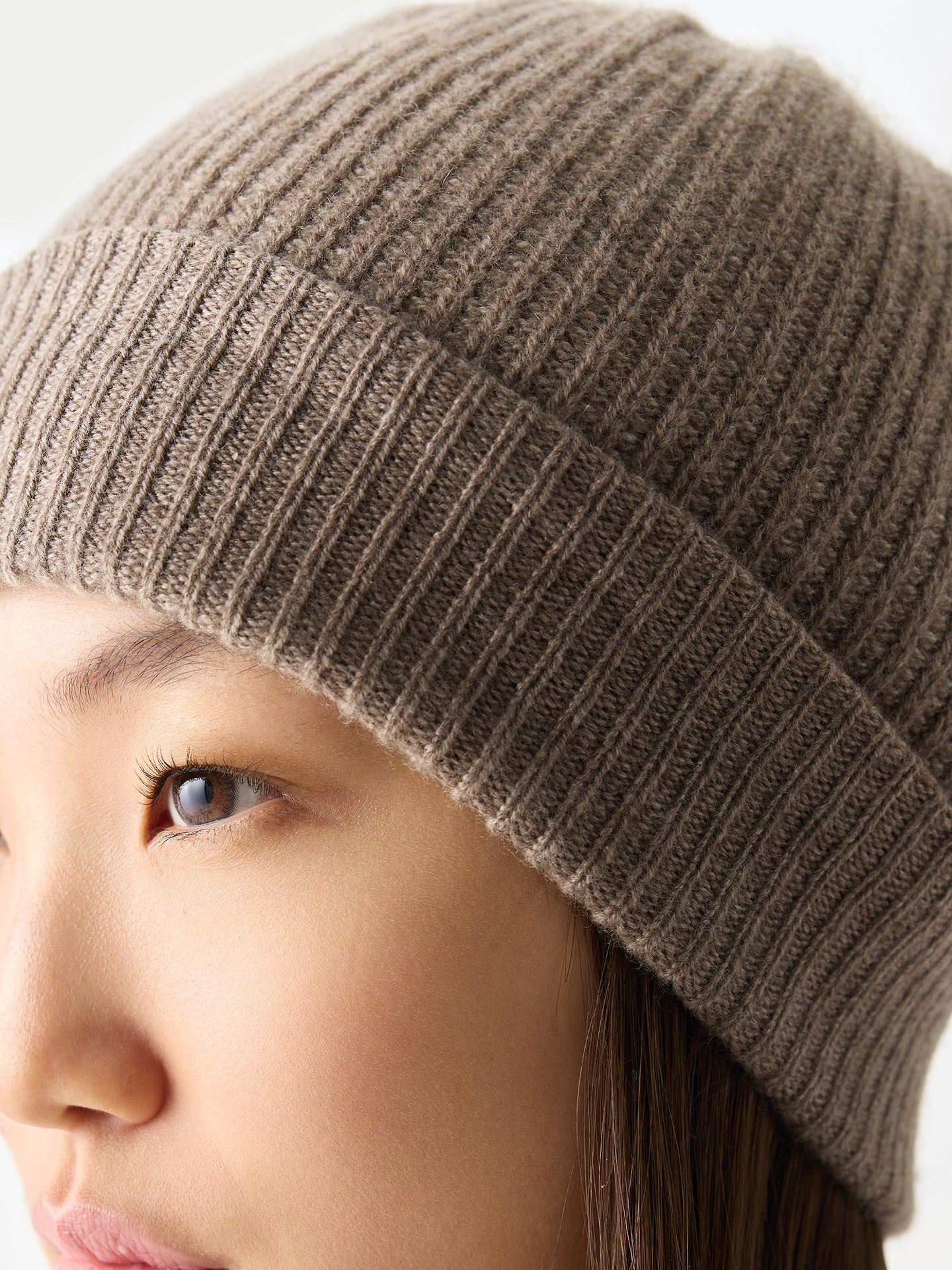 Chapeau Cachemire Côtes Couleur taupe Organique | GOBI Cashmere
