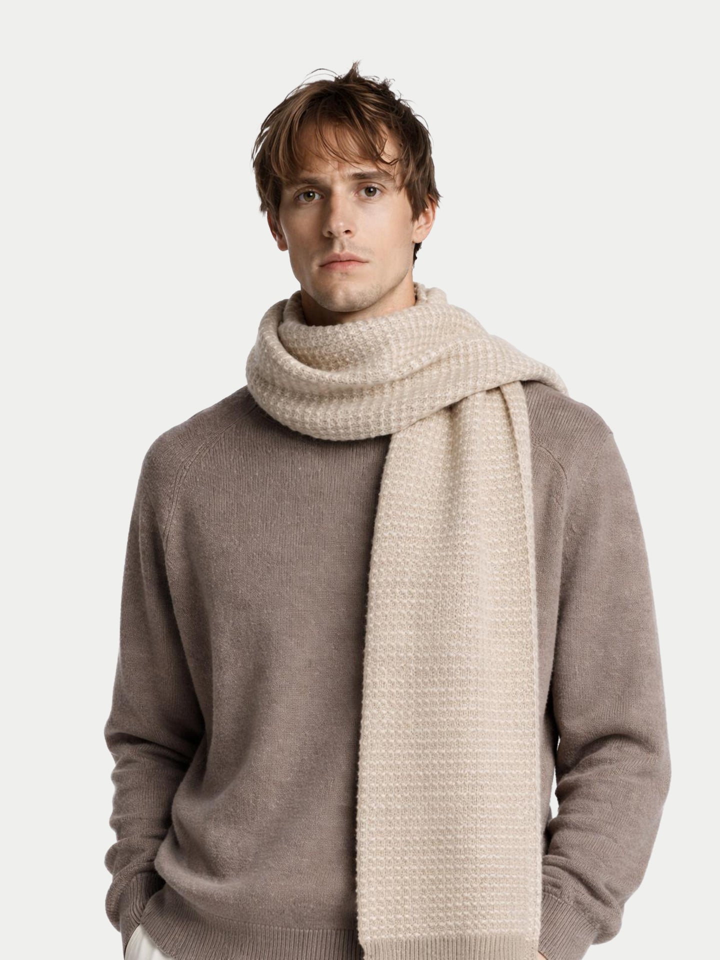 Écharpe en Cachemire Tricot Waffle Couleur Organique