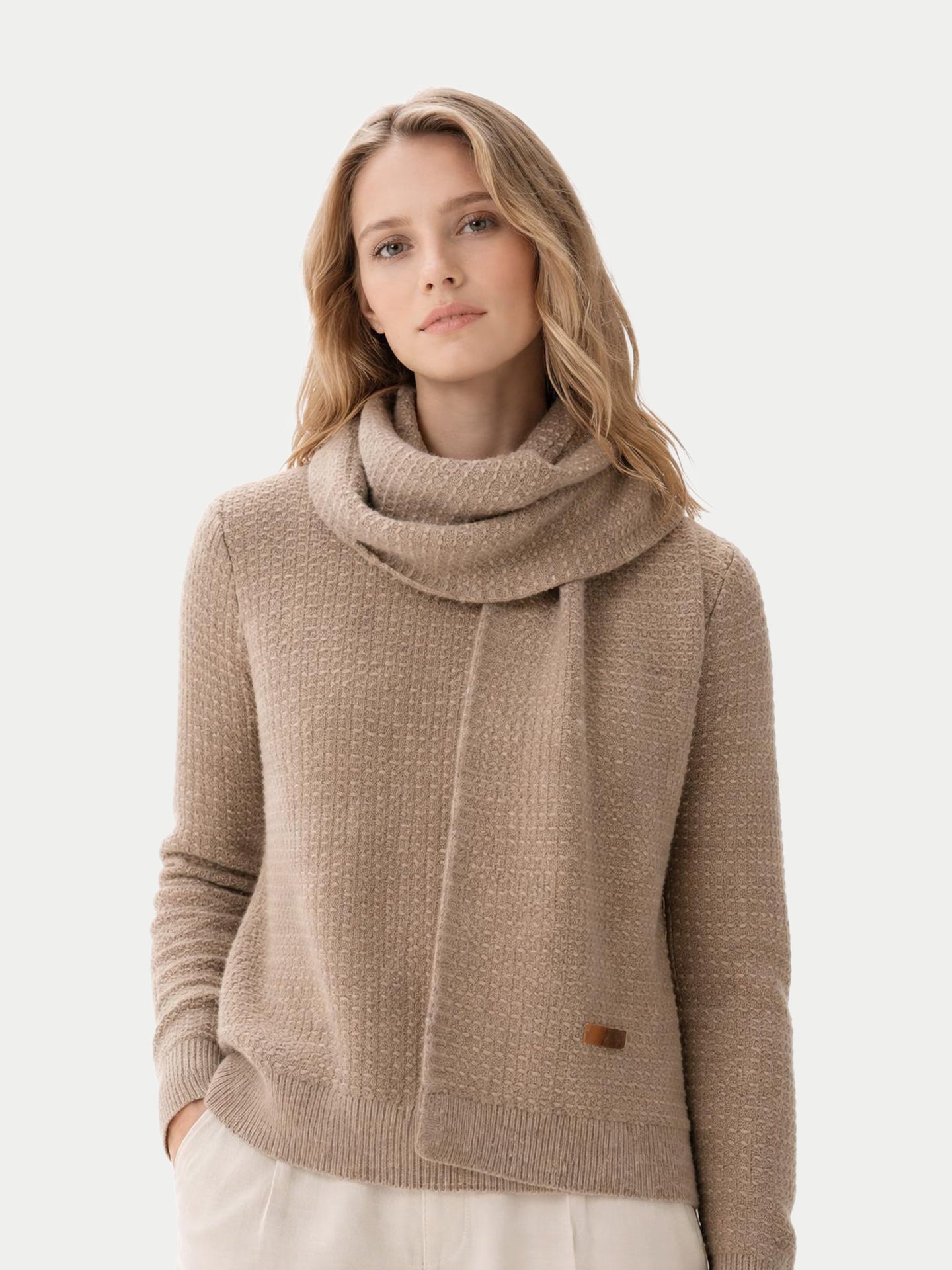 Écharpe en Cachemire Tricot Waffle Couleur Organique