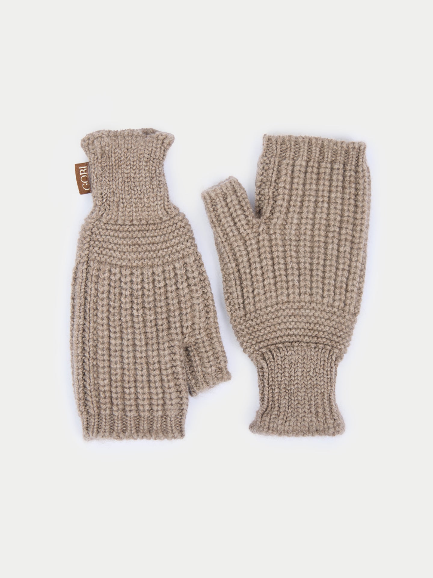 Gants en Cachemire à Côtes couleur taupe | GOBI Cashmere