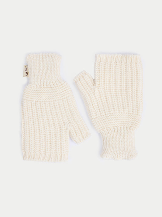 Gants en Cachemire à Côtes couleur blanc | GOBI Cashmere