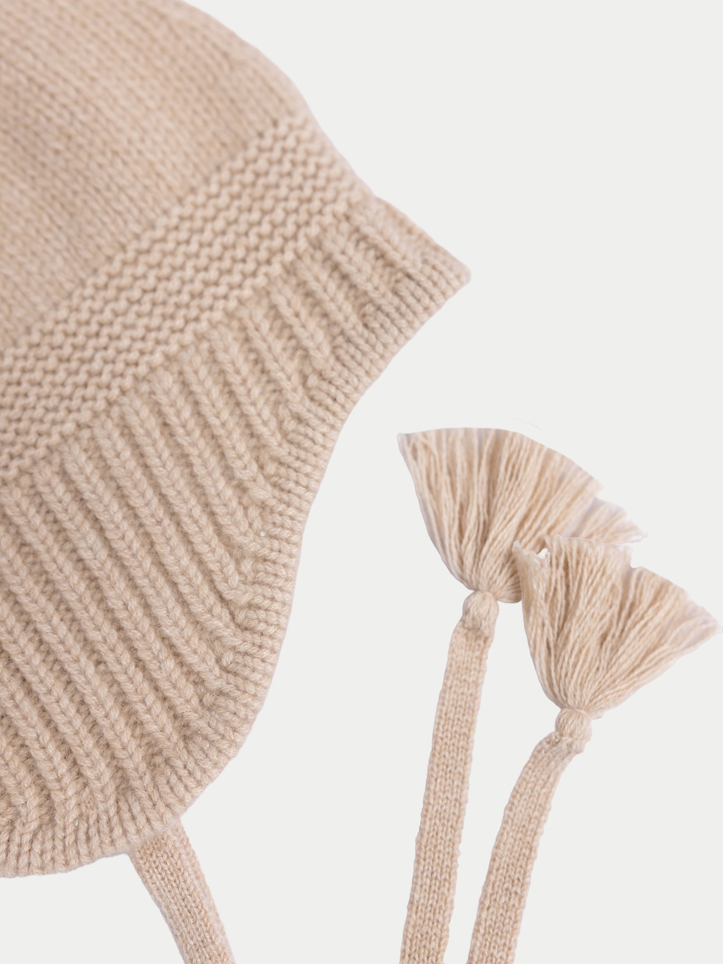 Bonnet à Liens en Cachemire couleur beige | GOBI Cashmere