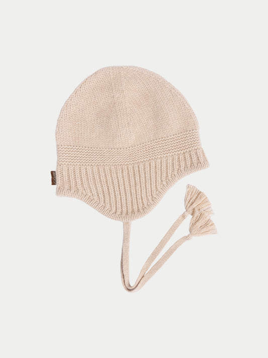 Bonnet à Liens en Cachemire couleur beige | GOBI Cashmere