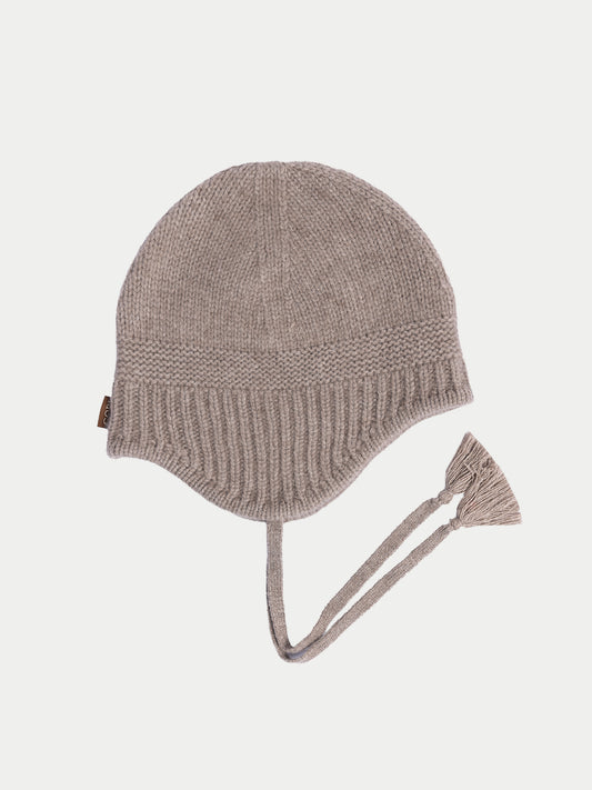 Bonnet à Liens en Cachemire couleur taupe | GOBI Cashmere