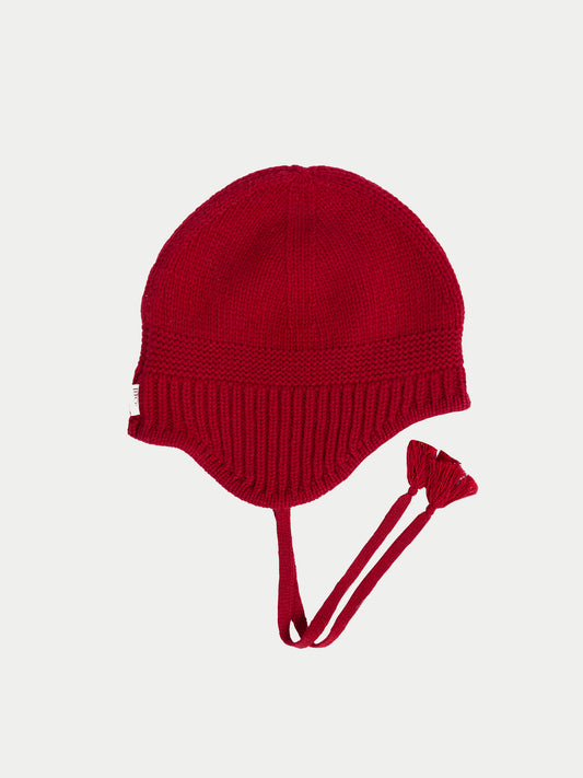 Bonnet à Liens en Cachemire couleur rouge | GOBI Cashmere