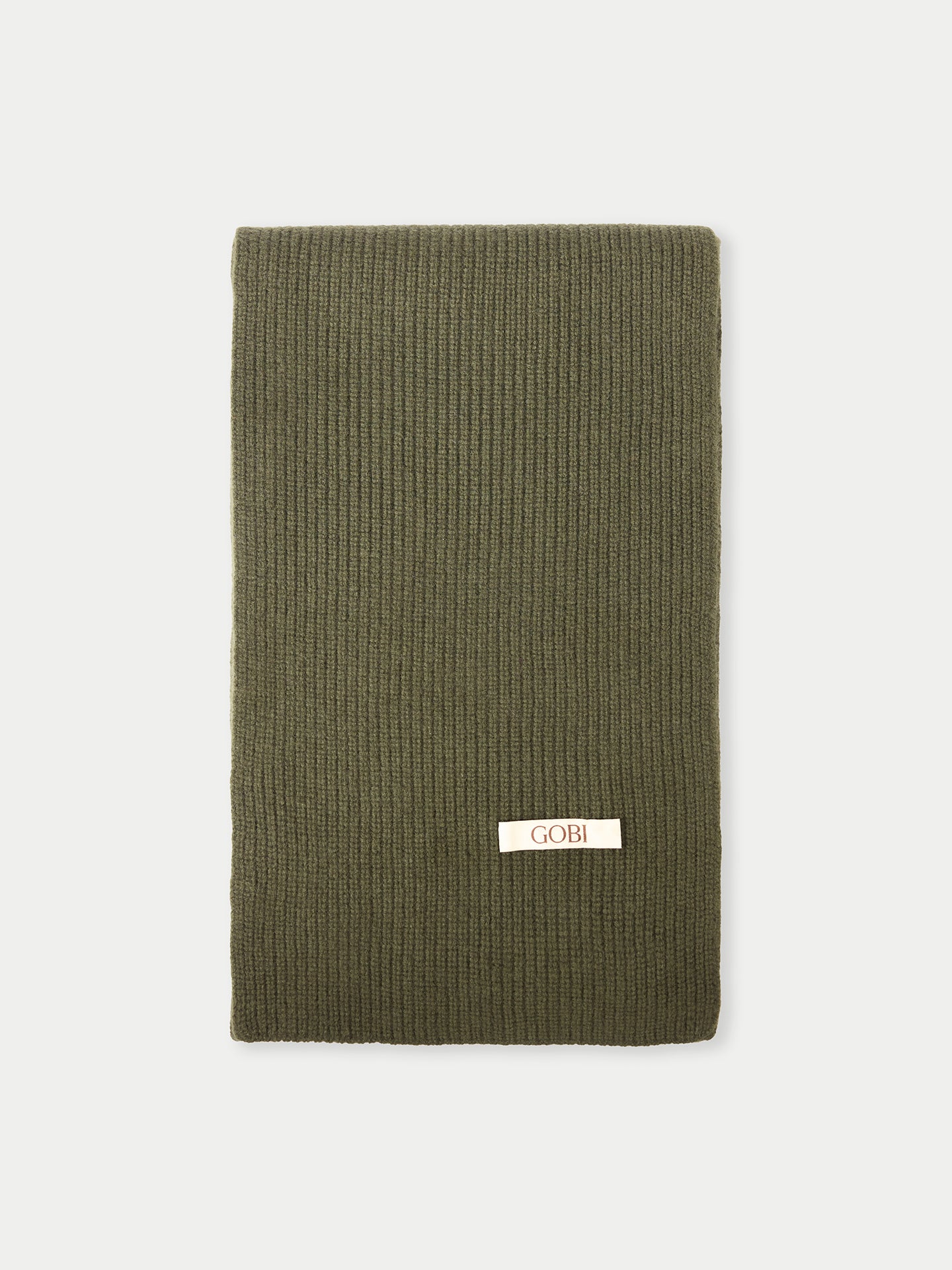 Echarpe en tricot de pêcheur en cachemire couleur olive - Gobi Cashmere