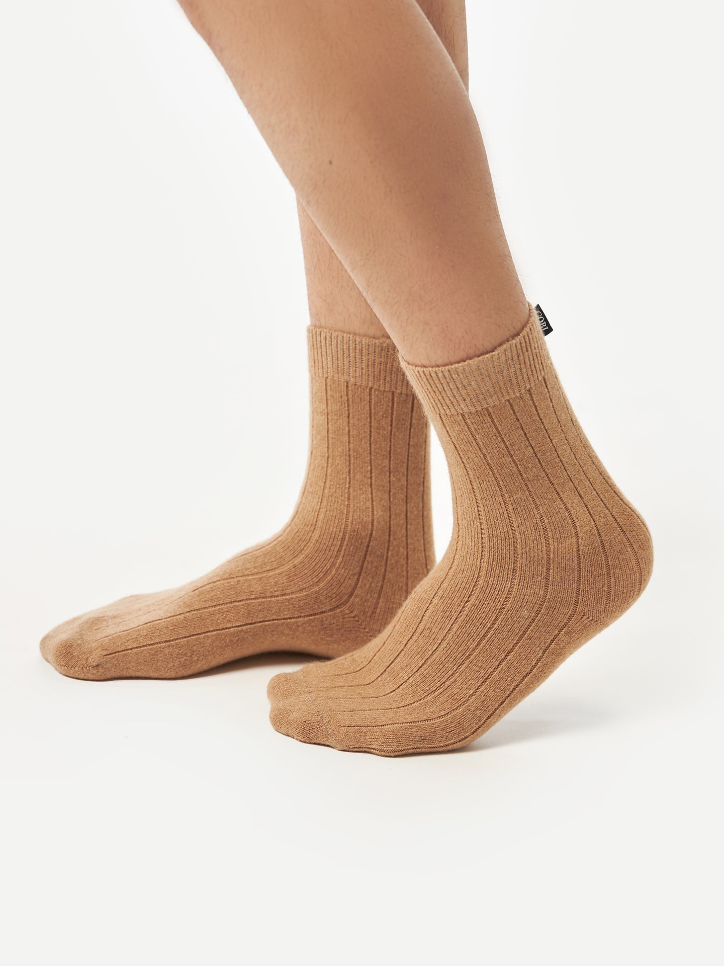 Chaussettes en tricot côtelé Unisexe Marron - Gobi Cashmere