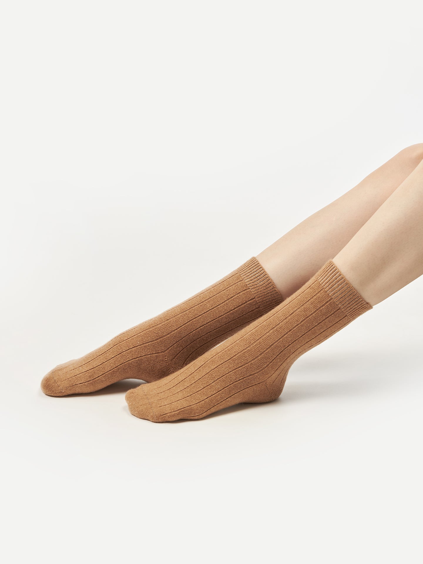 Chaussettes en tricot côtelé Unisexe Marron - Gobi Cashmere