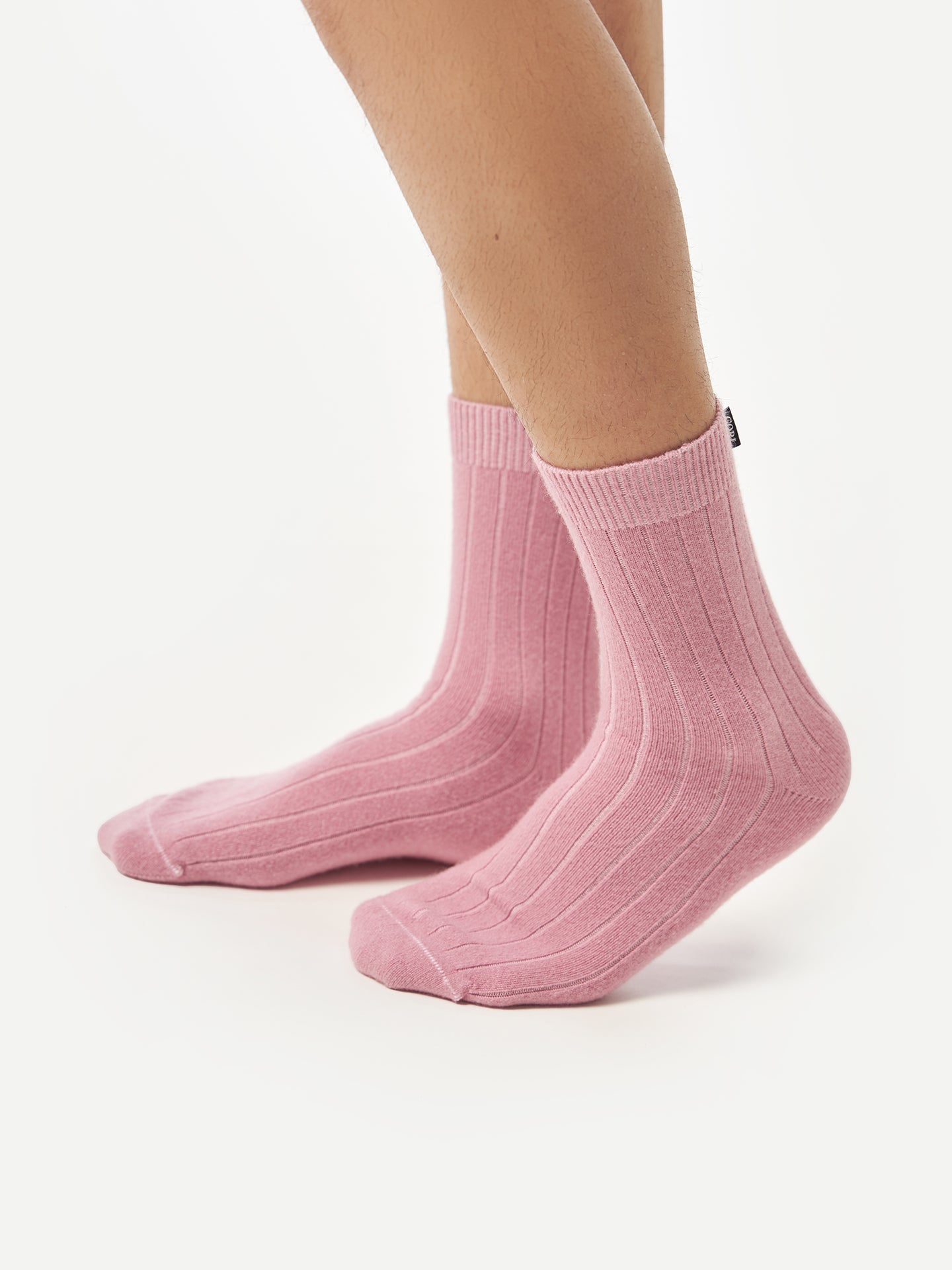 Chaussettes en tricot côtelé Unisexe Rose - Gobi Cashmere